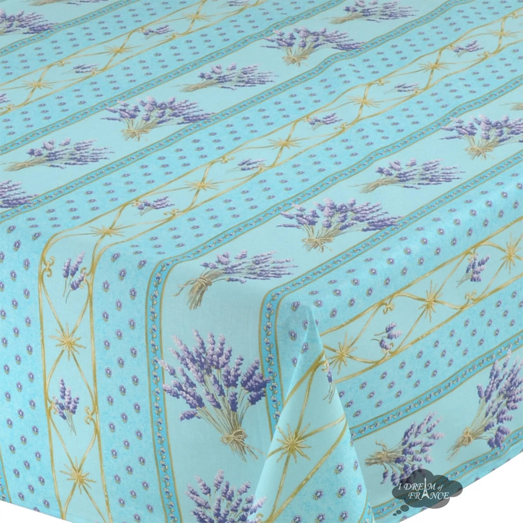 60x108" Rectangular Lavender Blue Acrylic-Coated Cotton Provence Tablecloth By Le Cluny 4 60x108" Rectangular Lavender Blue Acrylic-Coated Cotton Provence Tablecloth By Le Cluny - Image 2