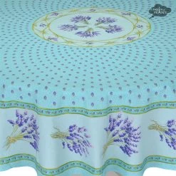 70" Round Lavender Blue Provence Tablecloths By Le Cluny -Home Kitchen And Dining Tablecloth Shop lavender blue acrylic coated cotton french round tablecloth le cluny asqw