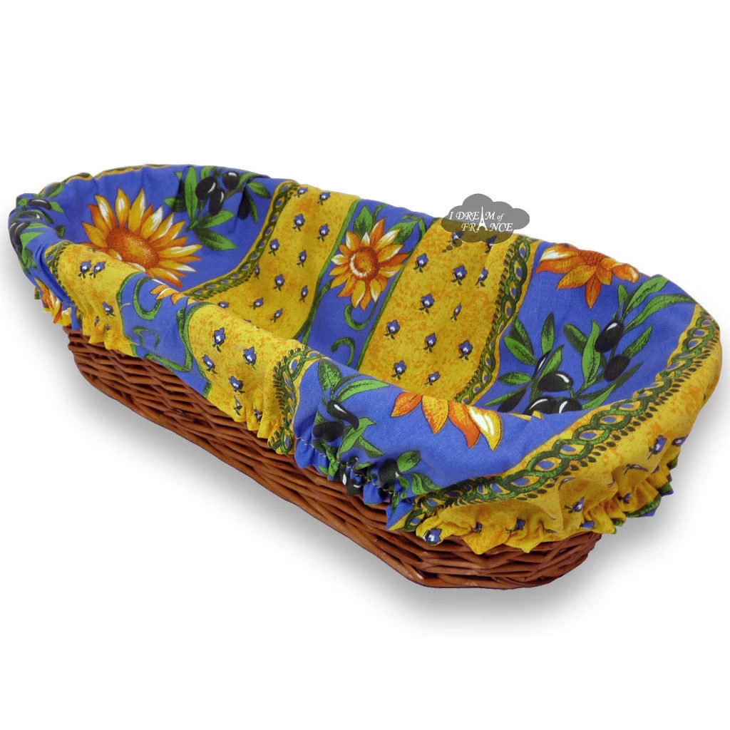 Sunflower Blue Provence Baguette Basket With Removable Liner By Le Cluny 3 Sunflower Blue Provence Baguette Basket With Removable Liner By Le Cluny