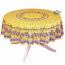 70" Round Lisa Yellow French Country Tablecloth By Le Cluny