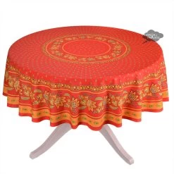 70" Round Lisa Red Provence Tablecloths By Le Cluny