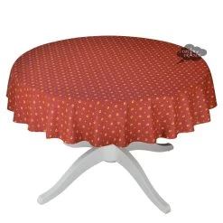 60" Round Grapes Red All-Over Acrylic-Coated Cotton Provence Tablecloth By Le Cluny