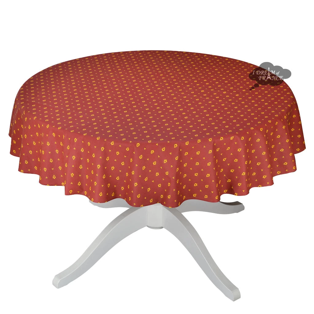 60" Round Grapes Red All-Over Acrylic-Coated Cotton Provence Tablecloth By Le Cluny 3 60" Round Grapes Red All-Over Acrylic-Coated Cotton Provence Tablecloth By Le Cluny