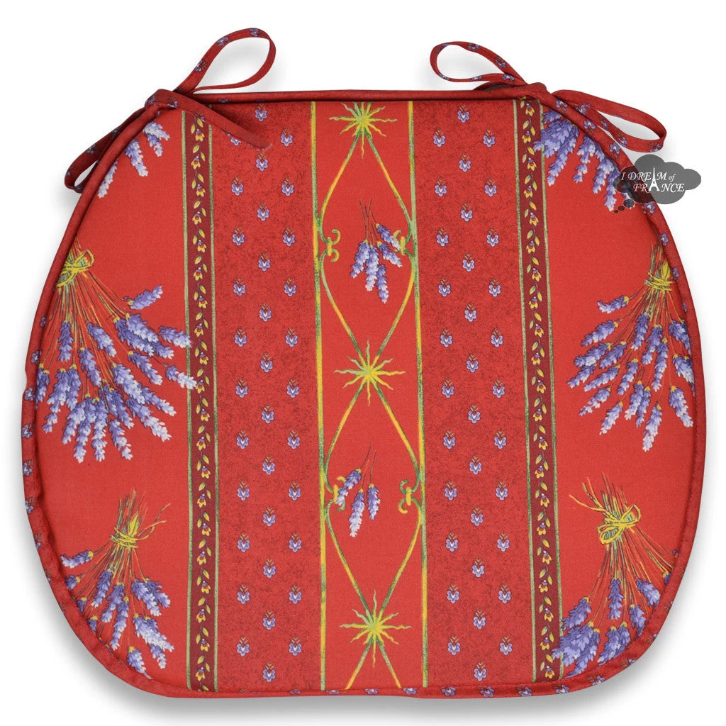 Lavender Red Acrylic-Coated Cotton French Style Chair Pad By Le Cluny 3 Lavender Red Acrylic-Coated Cotton French Style Chair Pad By Le Cluny