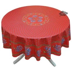 70" Round Lavender Red Provence Tablecloths By Le Cluny