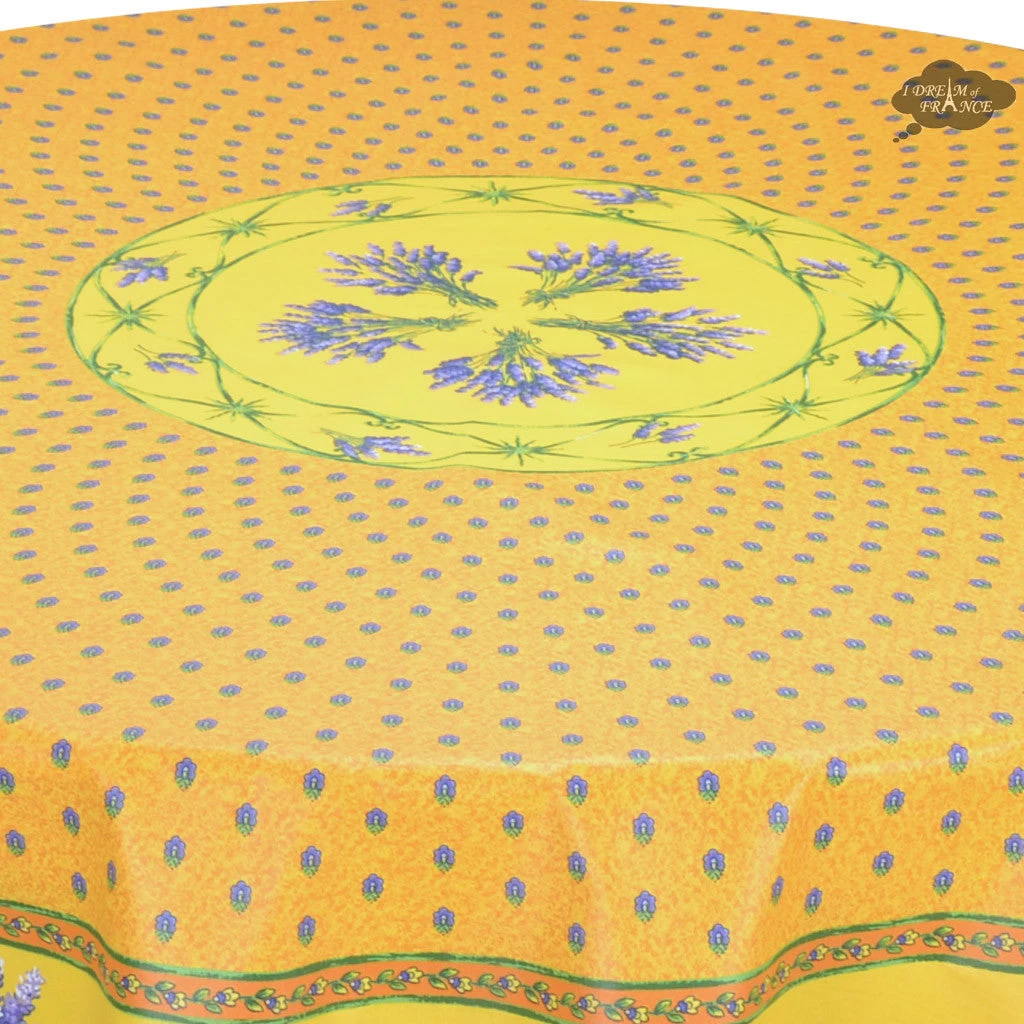 70" Round Lavender Yellow Provence Tablecloths By Le Cluny 4 70" Round Lavender Yellow Provence Tablecloths By Le Cluny - Image 2