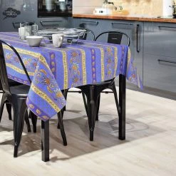 60x84" Rectangular Lisa Blue Acrylic-Coated Cotton French Country Tablecloth By Le Cluny -Home Kitchen And Dining Tablecloth Shop le cluny lisa blue french country rectangular tablecloth sqw d3f0dea5 bb8a 4236 8e55 596d403df7b7