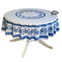 70" Round Lisa White French Country Tablecloth By Le Cluny
