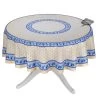 70" Round Monaco Beige & Blue Provence Tablecloth By Le Cluny 2 70" Round Monaco Beige & Blue Provence Tablecloth By Le Cluny -Home Kitchen And Dining Tablecloth Shop le cluny monaco cream french provencal round cotton coated tablecloth sqw