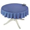 60" Round Olives Blue All-Over Acrylic-Coated Cotton Provence Tablecloth By Le Cluny