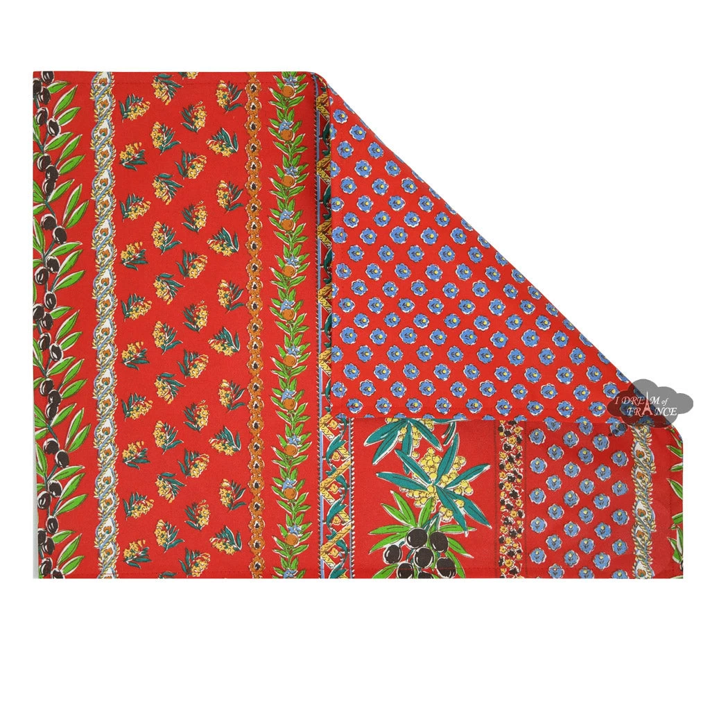 Olives Red Acrylic-Coated Cotton Reversible Placemat By Le Cluny 4 Olives Red Acrylic-Coated Cotton Reversible Placemat By Le Cluny - Image 2