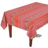 58" Square Olives Red Acrylic-Coated Cotton Provence Tablecloth By Le Cluny