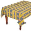 60x 96" Rectangular Sunflower Blue Acrylic-Coated Cotton Provence Tablecloth By Le Cluny