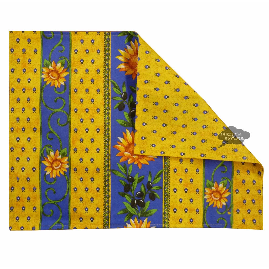 Sunflower Blue Acrylic-Coated Cotton Reversible Placemat By Le Cluny 4 Sunflower Blue Acrylic-Coated Cotton Reversible Placemat By Le Cluny - Image 2