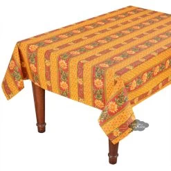52x72" Rectangular Sunflower Red Acrylic-Coated Cotton Provence Tablecloth By Le Cluny