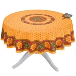 68" Round Sunflower Red Cotton Provence Tablecloths By Le Cluny