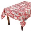 60x132" Rectangular Villandry Red Toile Acrylic-Coated Cotton Tablecloth By Le Cluny