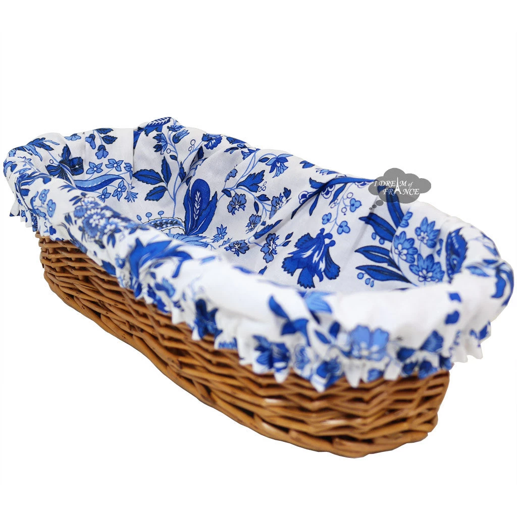 Versailles Blue French Baguette Basket With Removable Liner By Le Cluny 3 Versailles Blue French Baguette Basket With Removable Liner By Le Cluny
