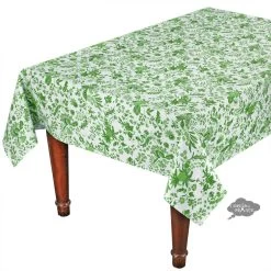 60x84" Rectangular Versailles Green Acrylic-Coated Cotton Provence Tablecloth By Le Cluny
