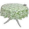 60" Round Versailles Green Acrylic-Coated Cotton French Tablecloth By Le Cluny