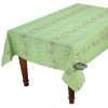 60x120" Rectangular Lisa Pistachio Acrylic-Coated Cotton Provence Tablecloth By Le Cluny