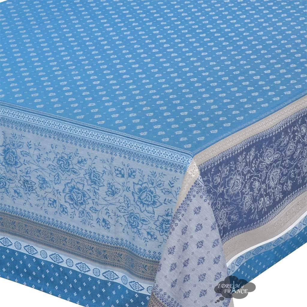 62x120" Rectangular Massilia Azure French Jacquard Tablecloth By Marat D'Avignon 4 62x120" Rectangular Massilia Azure French Jacquard Tablecloth By Marat D'Avignon - Image 2
