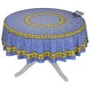 70" Round Monaco Blue & Yellow Acrylic-Coated Cotton Provence Tablecloth By Le Cluny -Home Kitchen And Dining Tablecloth Shop monaco blue french country provence cotton coated round tablecloth le cluny sqw