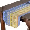 16x72" Monaco Blue & Yellow Acrylic-Coated Cotton Provence Table Runner By Le Cluny -Home Kitchen And Dining Tablecloth Shop monaco blue french country provence cotton coated table runner cluny sqw