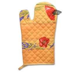 Poppies Yellow Cotton Oven Mitt By Tissus Toselli