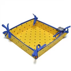 Calisson Yellow & Blue Coated Cotton Bread Basket By Tissus Toselli