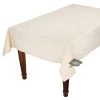 60x96" Rectangular Calisson Cream Acrylic-Coated Cotton Tablecloth By Tissus Toselli -Home Kitchen And Dining Tablecloth Shop ramatuelle calisson cream green french coated cotton rectangular tablecloth allover tissus toselli sqw