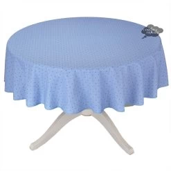 70" Round Calisson Lavender Blue Allover Acrylic-Coated Cotton Tablecloth By Tissus Toselli