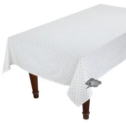 60x96" Rectangular Calisson White & Blue Acrylic-Coated Cotton Tablecloth By Tissus Toselli