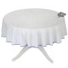 70" Round Calisson White & Blue Allover Acrylic-Coated Cotton Tablecloth By Tissus Toselli