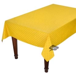 58" Square Calisson Yellow & Blue Acrylic-Coated Cotton Tablecloth By Tissus Toselli