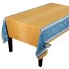 62x138" Rectangular Ramatuelle Curry Jacquard Cotton Double Border Tablecloth By L'Ensoleillade