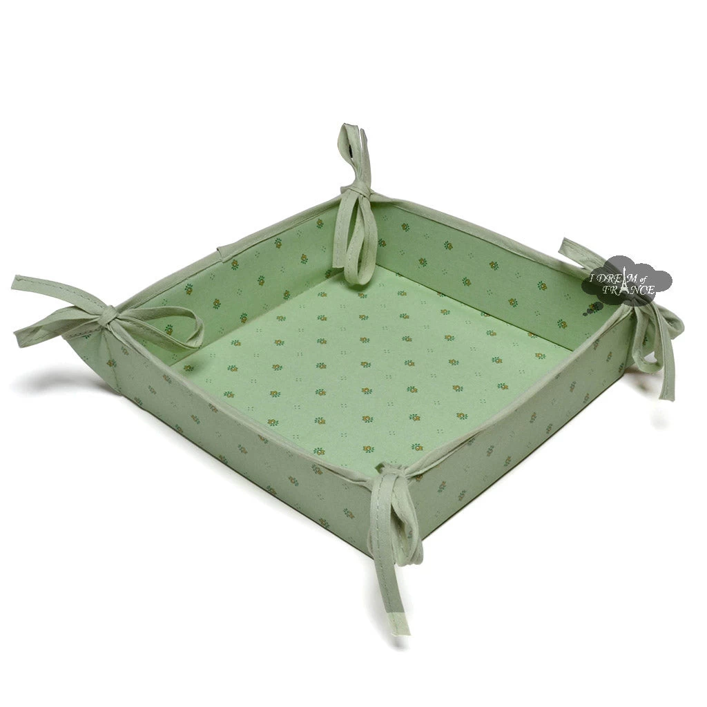 Calisson Green Cotton Bread Basket By Tissus Toselli 3 Calisson Green Cotton Bread Basket By Tissus Toselli