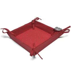 Calisson Red Coated Cotton Bread Basket By Tissus Toselli