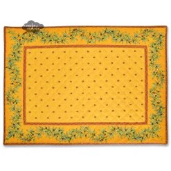 Calisson Yellow & Red Quilted Placemat By Tissus Toselli