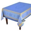 62" Square Senanque Blue French Jacquard Tablecloth By L'Ensoleillade -Home Kitchen And Dining Tablecloth Shop senanque blue french teflon jacquard tablecloth bsqw