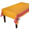 60x120" Rectangular Sormiou Yellow & Red Acrylic Coated Cotton Double Border Tablecloth By Label France