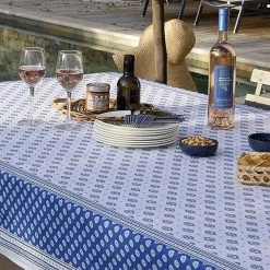 60x78" Rectangular Sormiou Blue & White Double Border Acrylic-Coated Cotton Tablecloth By Label France -Home Kitchen And Dining Tablecloth Shop sormiou french provencal acrylic coated cotton tablecloth round white blue b 72f7b40c 2660 4b08 b7c1 d44e0f952a07