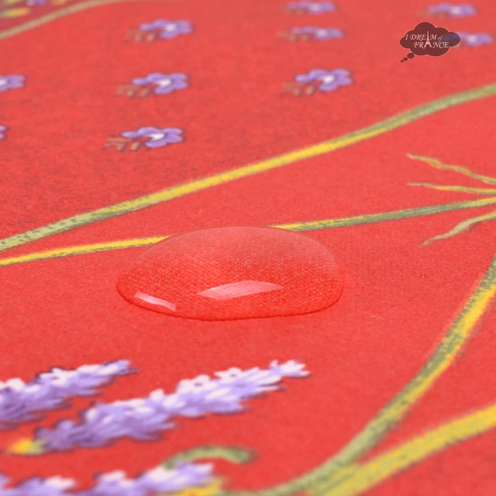 60x84" Rectangular Lavender Red Acrylic-Coated Cotton Provence Tablecloth By Le Cluny 5 60x84" Rectangular Lavender Red Acrylic-Coated Cotton Provence Tablecloth By Le Cluny - Image 3