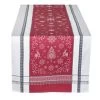 20x64" Christmas Spirit Gray & Red Jacquard Cotton Table Runner By Tissus Toselli