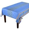 60x120" Rectangular Clos Des Oliviers Blue Acrylic-Coated Double Border Cotton Tablecloth By Label France