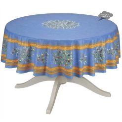 70" Round Clos Des Oliviers Blue French Tablecloths By Label France