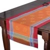 20x64" Olivia Red & Orange Jacquard Cotton Table Runner By Tissus Toselli