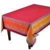 62x78" Rectangular Olivia Red & Orange French Jacquard Tablecloth By Tissus Toselli -Home Kitchen And Dining Tablecloth Shop tissus toselli french jacquard cotton teflon tablecloth olivea olivia red sqw 597f8b33 f4b9 4e43 8e4b 26ad283a9801