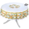 70" Round Lemons White French Acrylic-Coated Tablecloth By Tissus Toselli -Home Kitchen And Dining Tablecloth Shop tissus toselli french lemons white round placee coated cotton sqw