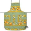 Lemons Green Cotton Kitchen Apron By Tissus Toselli -Home Kitchen And Dining Tablecloth Shop tissus toselli lemons green cotton apron sqw